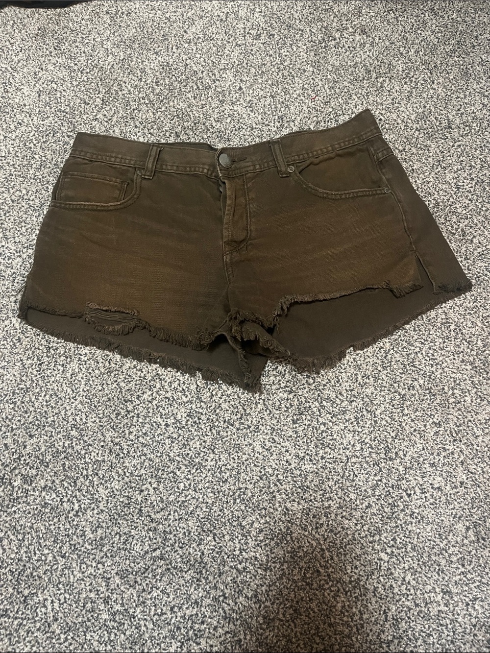 Free People Olive Frayed Hem Denim Shorts